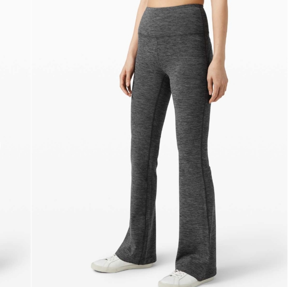 Lululemon Groove Flare Pants Nulu Size 12 Heathered Black W5CSSS - Picture 1 of 10